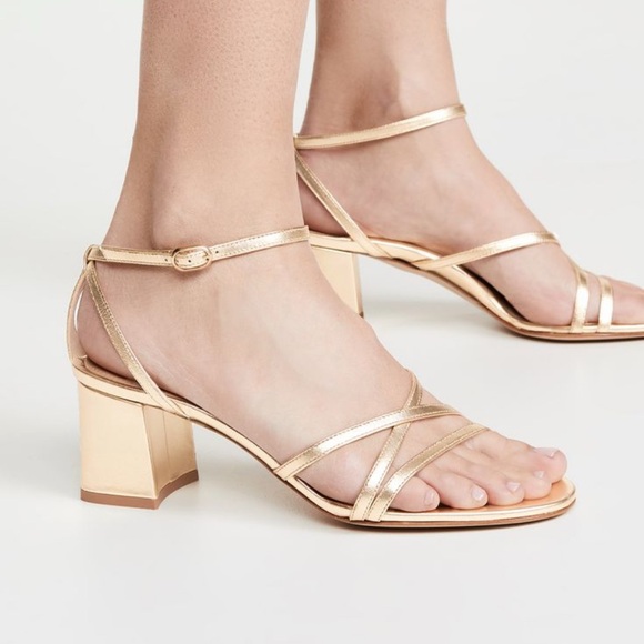 Marion Parke Bianca Gold Strappy Leather Block Heel Sandal EU 38.5 US 8-8.5 - Picture 2 of 14